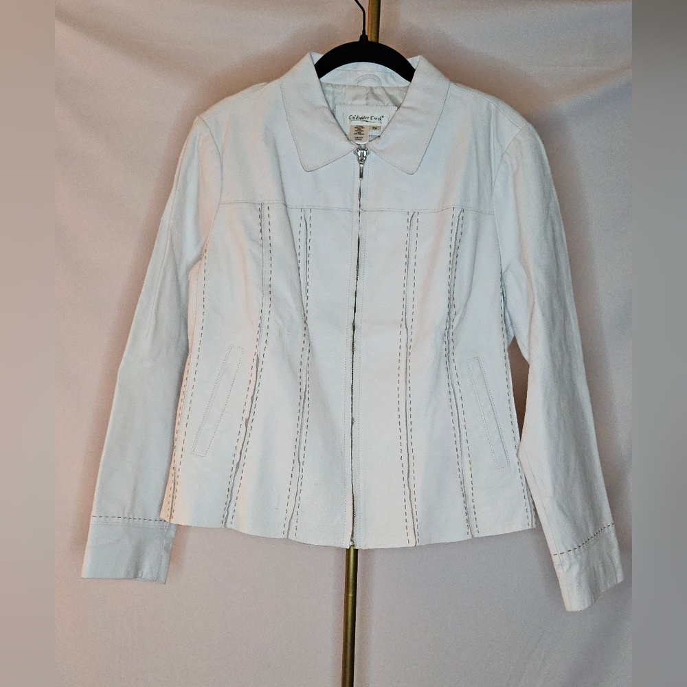 Coldwater Creek Women's Cream Leather Jacket - PM